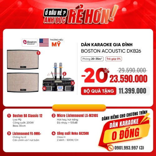 Dàn Karaoke Gia Đình Boston Acoustic DKB26 (Chính Hãng)