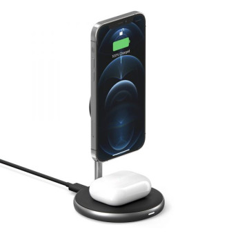 Bộ sạc không dây HyperJuice Magnetic 2 in 1 Wireless Charging Stand iPhone 12 Series AirPods (Chính Hãng)