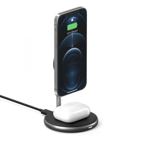 Bộ sạc không dây HyperJuice Magnetic 2 in 1 Wireless Charging Stand iPhone 12 Series AirPods (Chính Hãng)