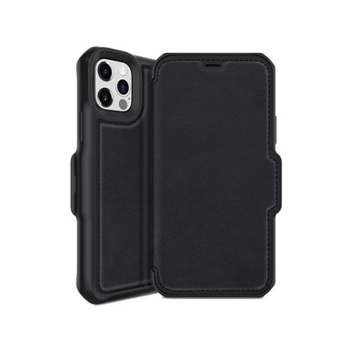 Ốp lưng ITSKINS Hybrid Folio Leather Drop Safe 3M/10FT for iPhone 12/12 Pro | Black