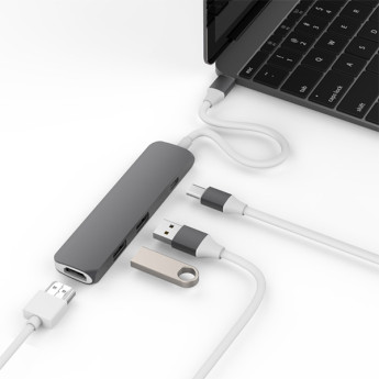 HyperDrive HDMI 4K USB-C Hub for MacBook, PC & Devices | Gray (Chính Hãng)