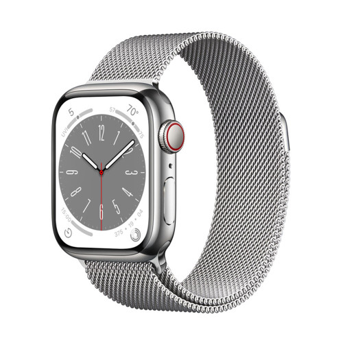 Apple Watch Series 8 | 45mm/GPS + Cellular | Silver Stainless Steel Case/Silver Milanese Loop (Chính Hãng)
