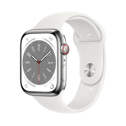 Apple Watch Series 8 | 45mm/GPS + Cellular | Silver Stainless Steel Case/White Sport Band (Chính Hãng)