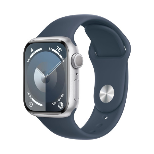 Apple Watch Series 9 | 45mm/GPS | Silver Aluminum Case/ Storm Blue Sport Band | S/M (Chính hãng)