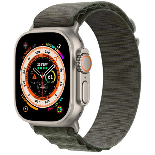 Apple Watch Ultra | 49mm/GPS + Cellular | Titanium Case/Green Alpine Loop | Medium (Chính hãng)