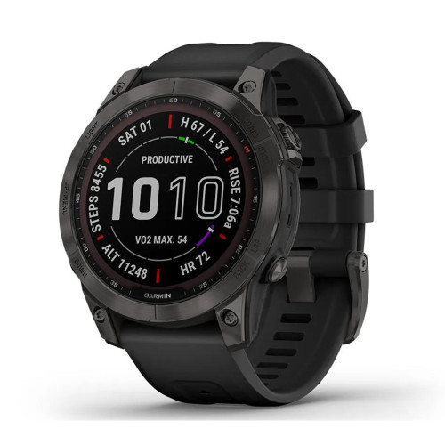 Garmin Fenix 7 Sapphire Solar | Carbon Gray/Silicone Band (Chính Hãng)