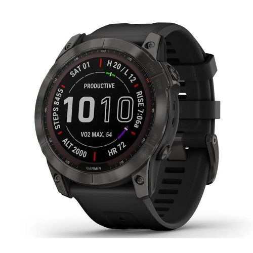 Garmin Fenix 7X Sapphire Solar | Carbon Gray/Silicone Band (Chính Hãng)