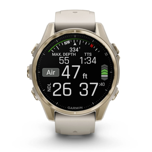 Garmin Fenix 8 Amoled | 43mm | Sapphire, Soft Gold with Fog Gray/Dark Sandstone Silicone Band (Chính Hãng)