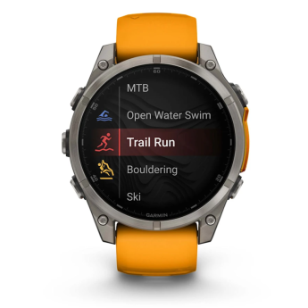 Garmin Fenix 8 Amoled | 51mm | Sapphire, Titanium with Spark Orange/Graphite Silicone Band (Chính Hãng)