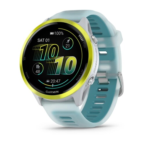 Garmin Forerunner 570 | 47mm | Amp Yellow Aluminium with Translucent Whitestone/Turquoise Band (Chính hãng)