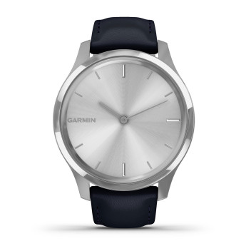 Garmin Vivomove Luxe | Silver Stainless Steel Case/Leather Band (Chính Hãng)