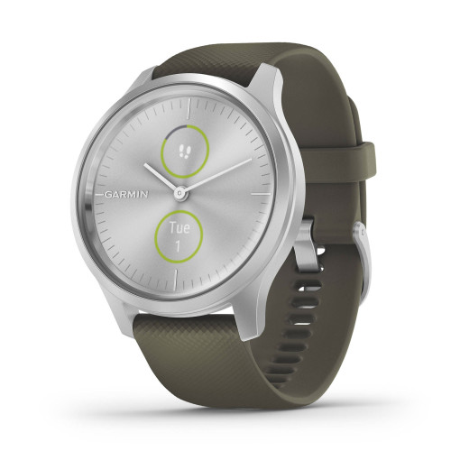Garmin Vivomove Style | Silver Aluminum Case/Silicone Band (Chính Hãng)
