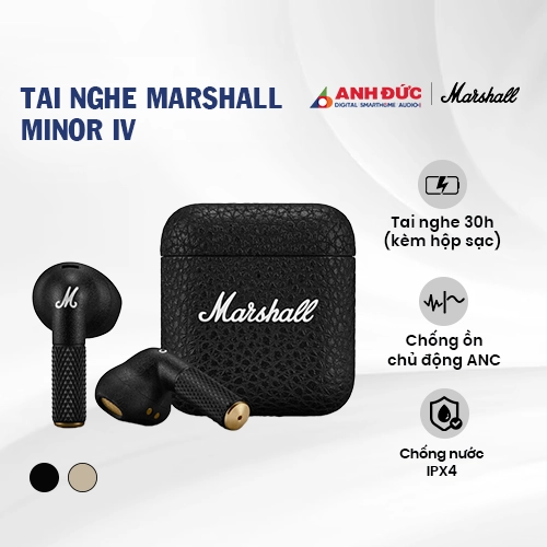 Tai nghe Marshall Minor IV | Black (Chính Hãng)
