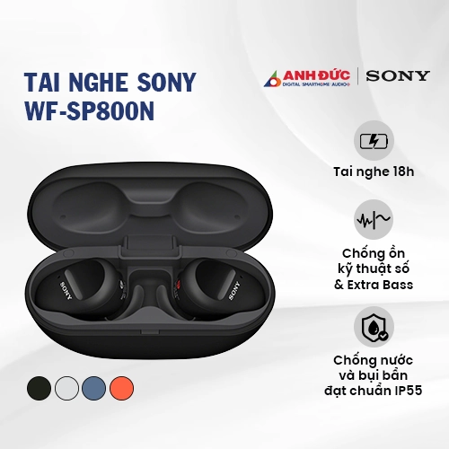 Tai nghe Sony WF-SP800N | Black (Chính Hãng)