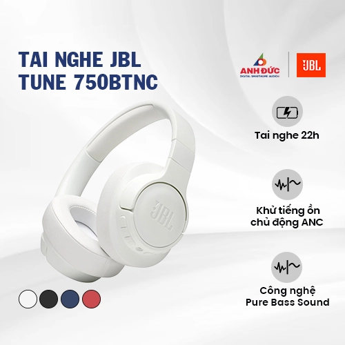 Tai nghe JBL Tune 750BTNC | White (Chính Hãng)