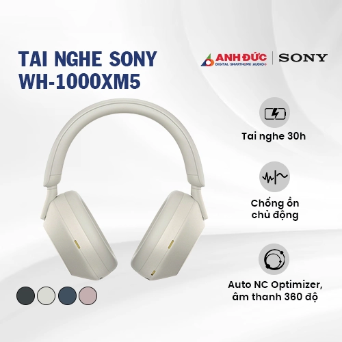 Tai nghe Sony WH-1000XM5 | Silver (Chính Hãng)
