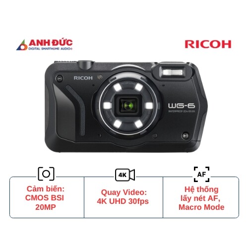 Máy ảnh Ricoh WG-6 | Black (Chính hãng)
