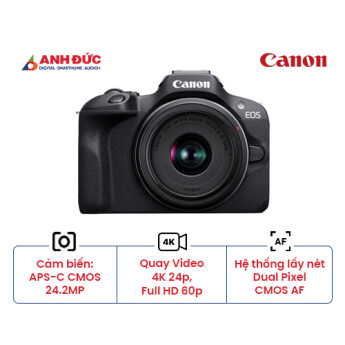 Máy ảnh Canon EOS R100 + Lens RF-S 18-45mm f/4.5-6.3 (Chính hãng)