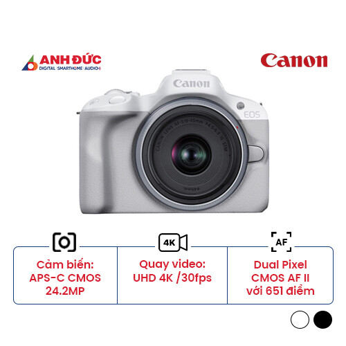 Máy ảnh Canon EOS R50 + Lens RF-S 18-45mm f/4.5-6.3 | White (Chính hãng)