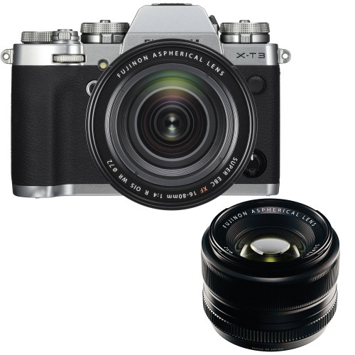 Máy ảnh Fujifilm X-T3 + Lens XF 16-80mm f/4 + XF 35mm f/1.4 | Silver (Chính hãng)
