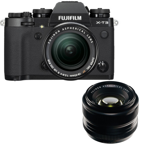 Máy ảnh Fujifilm X-T3 + Lens XF 18-55mm f/2.8-4 + XF 35mm f/1.4 | Black (Chính hãng)