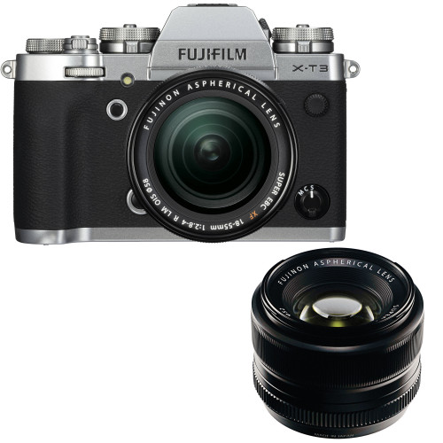 Máy ảnh Fujifilm X-T3 + Lens XF 18-55mm f/2.8-4 + XF 35mm f/1.4 | Silver (Chính hãng)