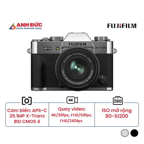 Máy ảnh Fujifilm X-T30 Mark II + Lens XC 15-45mm f/3.5-5.6 | Silver (Chính hãng)