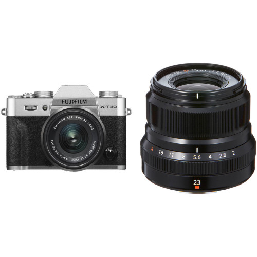 Máy ảnh Fujifilm X-T30 + Lens XC 15-45mm f/3.5-5.6 + Lens XF 23mm f/1.4 (Silver) | Chính hãng