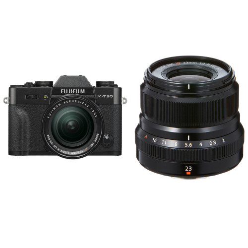 Máy ảnh Fujifilm X-T30 + Lens XF 18-55mm f/2.8-4 + Lens XF 23mm f/1.4 | Black (Chính hãng)