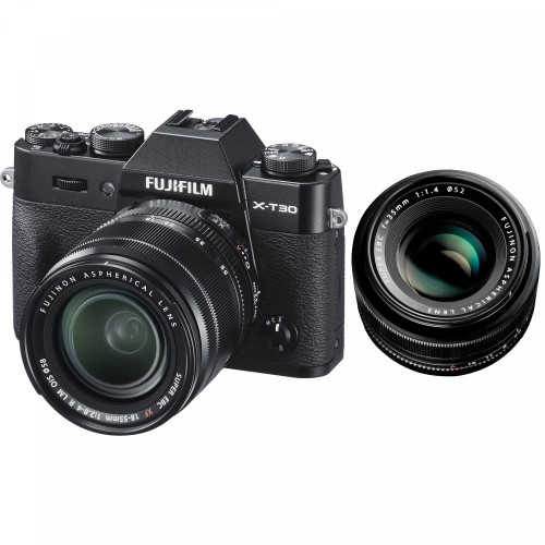 Máy ảnh Fujifilm X-T30 + Lens XF 18-55mm f/2.8-4 + Lens XF 35mm f/1.4 | Black (Chính hãng)