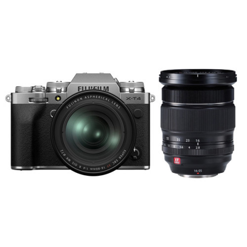 Máy ảnh Fujifilm X-T4 + Lens XF 16-80mm f/4 + Lens XF 16-55mm f/2.8 R LM WR | Silver (Chính hãng)