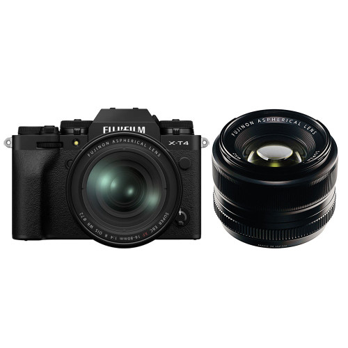 Máy ảnh Fujifilm X-T4 + Lens XF 16-80mm f/4 + Lens XF 35mm f/1.4 R | Black (Chính hãng)