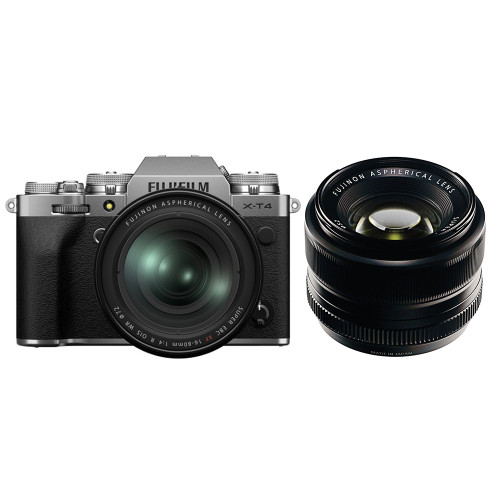 Máy ảnh Fujifilm X-T4 + Lens XF 16-80mm f/4 + Lens XF 35mm f/1.4 R | Silver (Chính hãng)