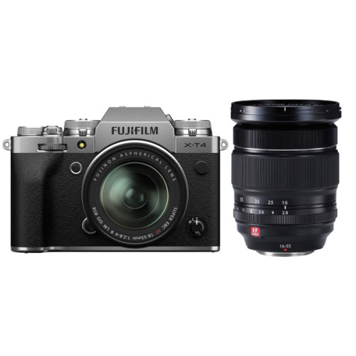 Máy ảnh Fujifilm X-T4 + Lens XF 18-55mm f/2.8-4 + Lens XF 16-55mm f/2.8 R LM WR | Silver (Chính hãng)