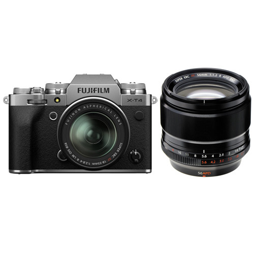 Máy ảnh Fujifilm X-T4 + Lens XF 18-55mm f/2.8-4 + Lens XF 56mm f/1.2 | Silver (Chính hãng)