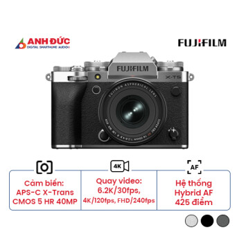 Máy ảnh Fujifilm X-T5 + Lens XF 16-50mm f/2.8-4.8 | Silver (Chính hãng)