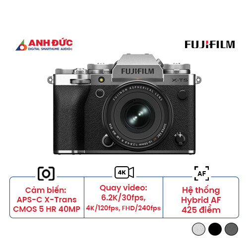 Máy ảnh Fujifilm X-T5 + Lens XF 16-50mm f/2.8-4.8 | Silver (Chính hãng)