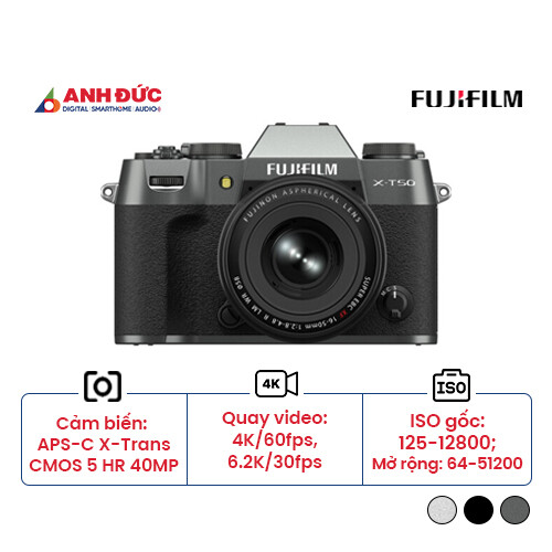 Máy ảnh Fujifilm X-T50 + Lens XF 16-50mm f/2.8-4.8 | Charcoal Silver (Chính hãng)