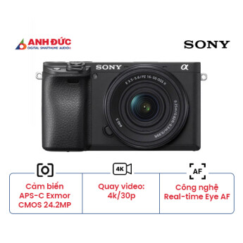 Sony Alpha A6400 + Lens E PZ 16-50mm f/3.5-5.6 II | Black (Chính hãng)