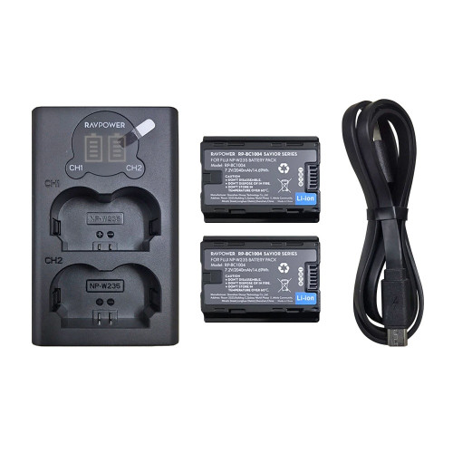 Bộ sạc đôi Ravpower kèm 2 pin for Fujifilm NP-W235 (Chính hãng)