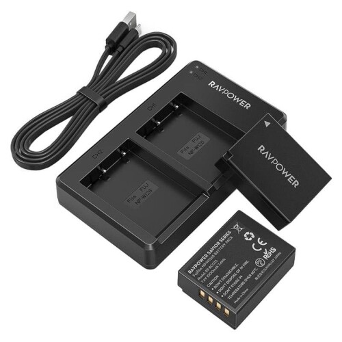 Bộ sạc đôi Ravpower kèm 2 pin for Fujifilm NP - W126S (Chính hãng)