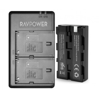Bộ sạc đôi Ravpower kèm 2 pin Sony NP - F550 (Chính hãng)