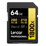 Thẻ nhớ Lexar 64GB Professional 1800x SDXC UHS-II V60 280MB/s 210MB/s (Chính hãng)