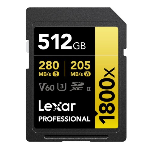 Thẻ nhớ Lexar 512GB Professional 1800x SDXC UHS-II V60 280MB/s 205MB/s (Chính hãng)