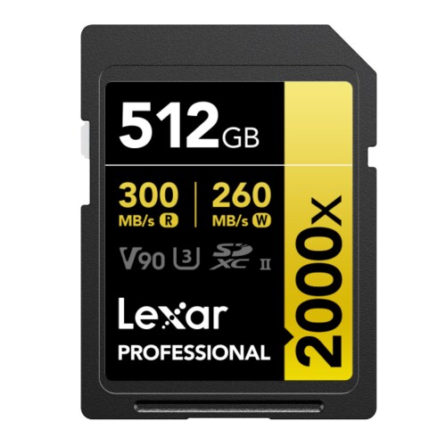 Thẻ nhớ Lexar 512GB Professional 2000x SDHC/SDXC UHS-II V90 300MB/s 260MB/s (Chính hãng)