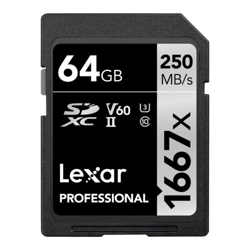 Thẻ nhớ Lexar 64GB Professional 1667X SDXC UHS-II V60 250MB/s 120MB/s (Chính hãng)