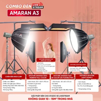 Combo đèn livestream Amaran A3 (Chính hãng)