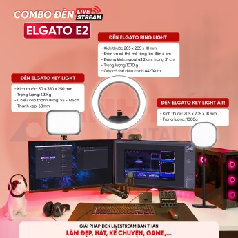 Combo đèn livestream Elgato E2 (Chính Hãng)