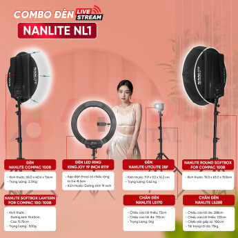 Combo đèn livestream NanLite NL1 (Chính Hãng)