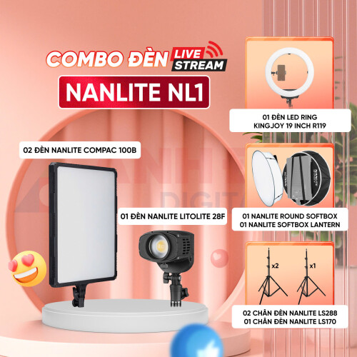 Combo đèn livestream NanLite NL1 (Chính Hãng)